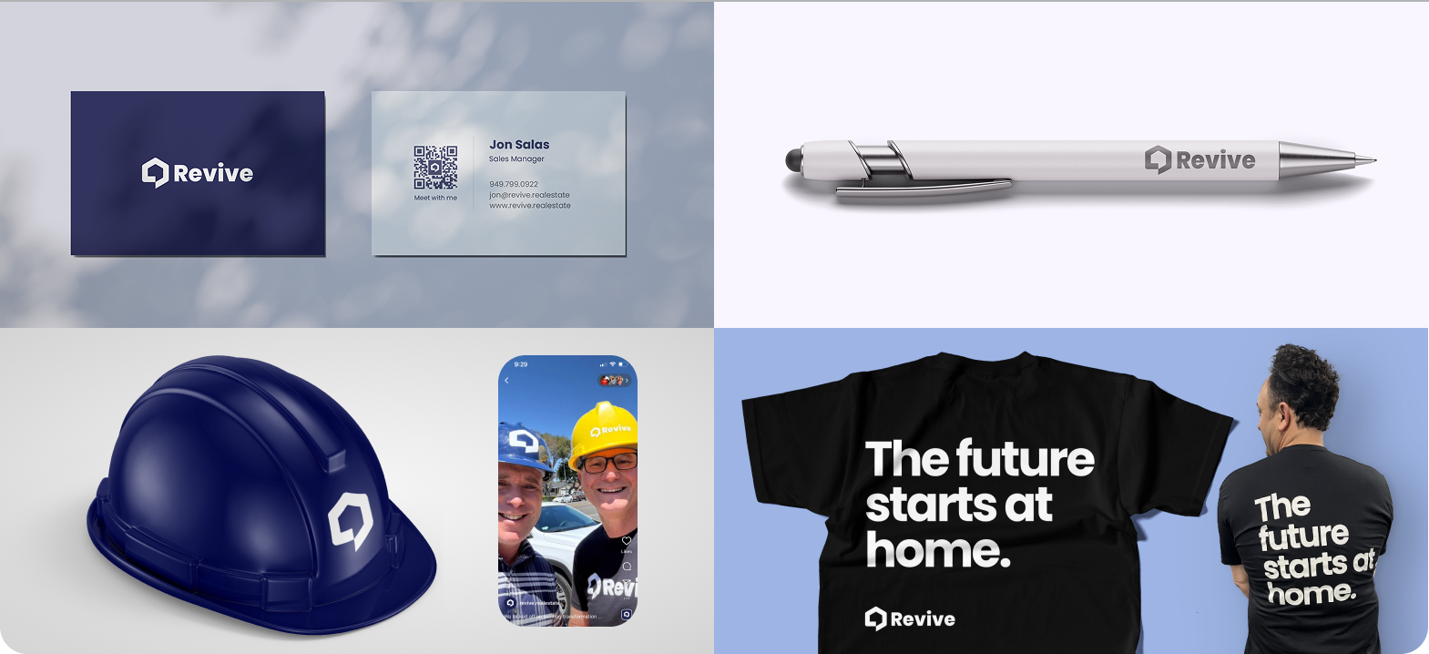 Creative expression scale examples — 2x2 grid of brand applications